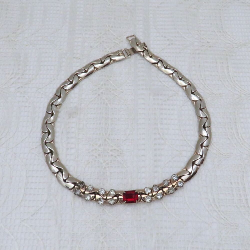 Vintage Silver Toned C-Link Statement Necklace Women Glamorous, Going Out